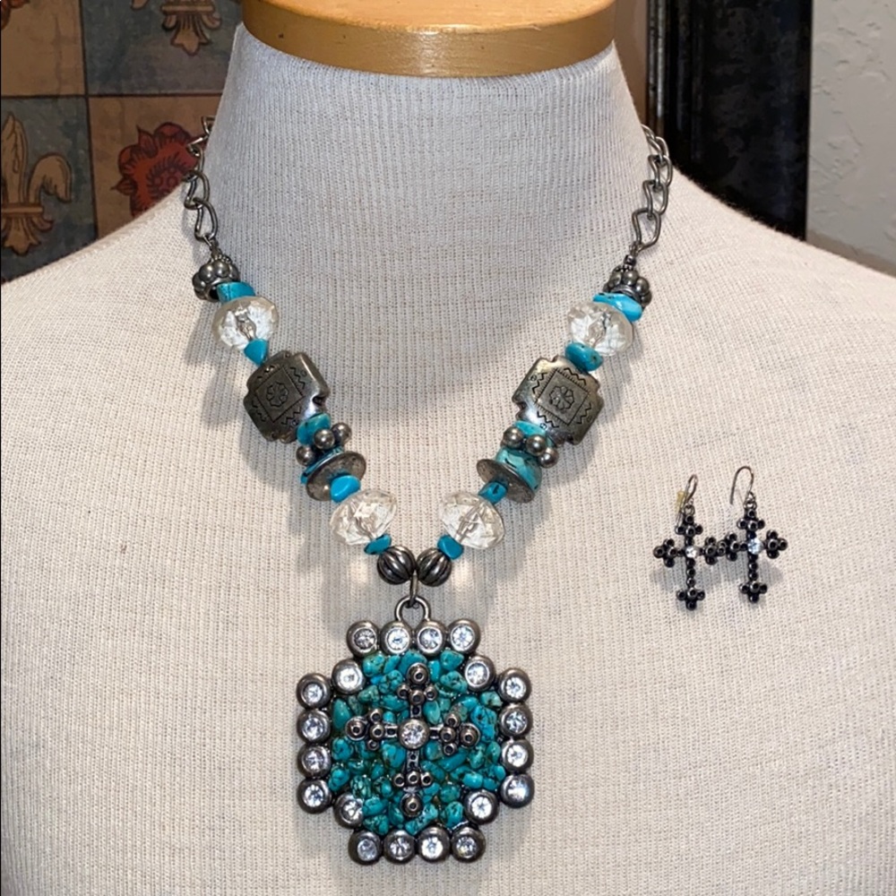 Cross necklace and earring set